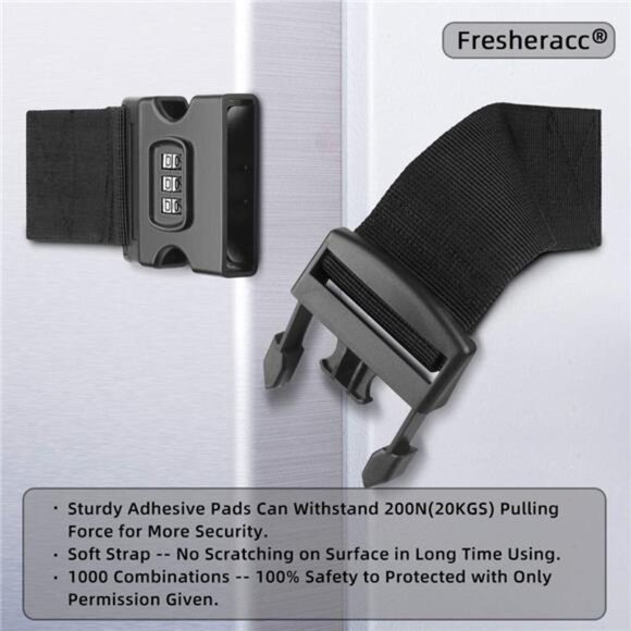 Child Baby Safety Strap Lock Latch, (2 Packs) 1000 Combination Reusable (Black) - Picture 3 of 7